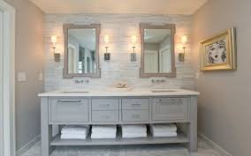 Bathroom Vanity White Quartz Countertop Marble Tiles Floor Gray Walls White Vanity Bathroom Grey Bathroom Vanity White Bathroom Decor