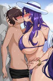 beach big breasts bikini blush breast squeeze caitlyn kiramman  censored drogod (artist) female femdom handjob hat kiss kissing league of  legends making out male milf no eyewear pinned pinned