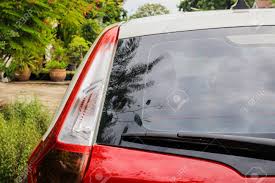 Download Back View Of Red Car Window For Sticker Mockup Stock Photo Picture And Royalty Free Image Image 157759652