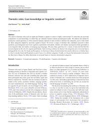 Pdf Thematic Roles Core Knowledge Or Linguistic Construct