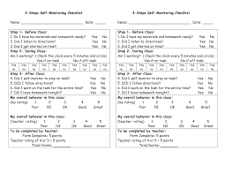 Self Monitoring Behavior Charts For Student To Self