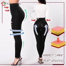 Ws Women Ripped Yoga Leggings Pants High Waist Slim Stretchy Sport Fitness Trousers Shopee Indonesia