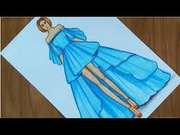 This tutorial shows how to draw a prom and fashion dress. Dress Drawing On A Girl Simple Drawings Step By Step Easy Drawings For Beginners Youtube In 2021 Dress Illustration Art Dress Design Drawing Dress Drawing Easy