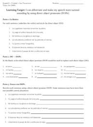 Spanish indirect object pronouns and direct object pronouns are presented using flashcards, audio files, images, quizzes and videos. Spanish 1 Direct Object Pronoun Dop Homework Sheet By Amanda Deboer