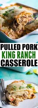 Although delicious on its own salt and pepper the pork shoulder well. Pulled Pork King Ranch Casserole Pork Casserole Recipes Shredded Pork Recipes Pulled Pork Leftover Recipes