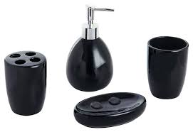 Bathroom countertop accessory set includes black plastic soap dispenser pump, toothbrush holder, canister, and tray for holding smaller items or keeping the set together soap dispenser is designed with a wide opening to make refilling up to 12 ounces of your favorite soap or lotion easy toothbrush holder features 4 slots for multiple toothbrushes to accommodate the entire family canister can. Top 10 Best Black Bathroom Accessories 2018 Heavy Com