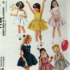Vintage Girls Dress Pattern 2 Neckline Styles Circa 1965 Etsy Vintage Girls Dress Pattern Little Girl Dress Patterns Girl Dress Patterns
