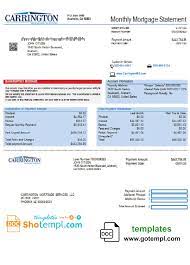 Usa Carrington Mortgage Services Bank Statement Template In Word And Pdf Format Statement Template Bank Statement Templates