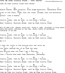 Song Take Me Home Country Roads By John Denver Song Lyric For Vocal Performance Plus Accomp Guitar Chords And Lyrics Guitar Chords For Songs Easy Guitar Songs