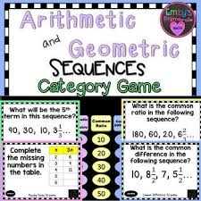 Arithmetic And Geometric Sequences Category Game Arithmetic Geometric Sequences Sequencing