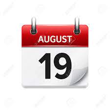 Low deposits available from £30pp. August 19 Vector Flat Daily Calendar Icon Date And Time Day Month Holiday Royalty Free Cliparts Vectors And Stock Illustration Image 54053703