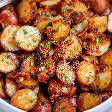Delicious potato recipes are perfect all year round! Roasted Garlic Potatoes With Butter Parmesan Best Roasted Potatoes Eatwell101
