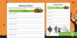 How To Write A Halloween Poem Sensory Poems Worksheet