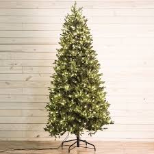 Holiday Living 7 5 Ft Pre Lit Montana Spruce Slim Artificial Christmas Tree With 800 Constant Warm White Led Lights Lowes Com Slim Artificial Christmas Trees White Led Lights Christmas Tree