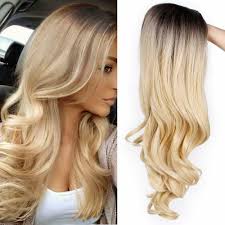 The undertones in the style the length of the hair helps you achieve a high contrast look with an extremely smooth fade. Dark Brown Root To Gold Ombre Long Wavy Curly Blonde Wig Women Synthetic Hair Ebay