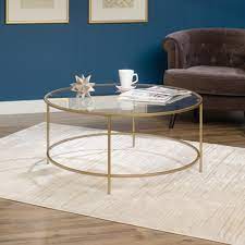With the transparency of glass, your new coffee table set will give your room a designer look guests will notice. International Luxury Coffee Table Satin Gold Clear Glass Finish Sauder Target