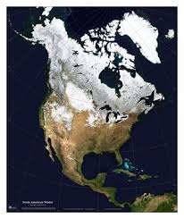 Satellite Map North America With Snow Cover Free Shipping