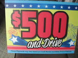Drive off for as low as. Used Car Dealers 500 Down Payment Signs Ebay