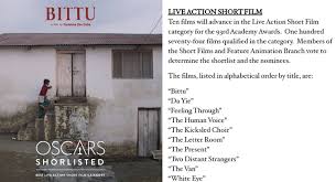 March 15, 2021 18:32 ist. Oscars 2021 India S Bittu Makes It To Live Action Short Film Shortlist