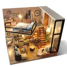 Barbie Dollhouse Miniature Doll House Assemble Diy Wooden House Toy With Furniture Led Lights Td16 House Rooms Tiny House Design Interior Design Living Room