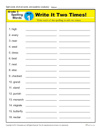 3rd grade spelling words (list #3 of 36). Third Grade Spelling Words List Week 1 K12reader