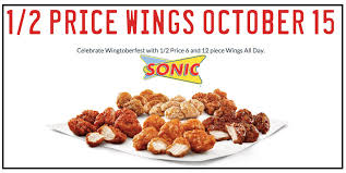 Sonic Drive In Deal Half Price Wings 10 15 Only Sonic