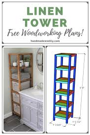 Bathroom cabinet using an ikea pantry cabinet. Diy Linen Tower Free Plans Handmade Weekly