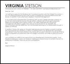 Development Coordinator Cover Letter Sample Cover Letter Templates Examples
