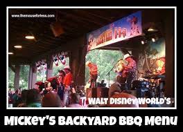 Walt Disney World Menus Restaurant Dining Menus Mickeys Backyard Bbq Disney World Menus Disney World
