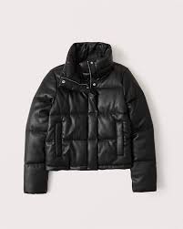 Women S Faux Leather Mini Puffer Women S Abercrombie Com Vegan Leather Jacket Fall Jacket Trends Leather Puffer Jacket