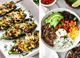 Garnish with shredded cheddar cheese, diced. 30 Mexican Recipes For Cinco De Mayo Downshiftology