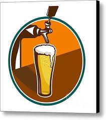 Beer Pint Glass Tap Retro Canvas Print Canvas Art By Aloysius Patrimonio Beer Painting Beer Art Retro Art
