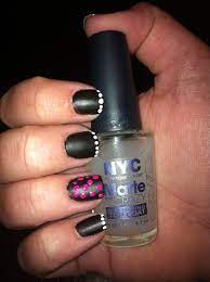 Sheer matte nail polish collection. My Daughters Nails This Was Actually Pretty Easy We Used All Found At Target Black Lace Nail Polish Nyc Ma Neon Pink Nails Nail Polish Lace Nails