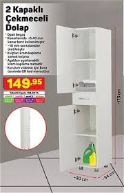 A101 2 kapaklı 2 çekmeceli dolap ve ölçüleri(bilgi amaçlıdır). 2 Kapakli Cekmeceli Dolap 30x34x175 Cm Indirimde Market