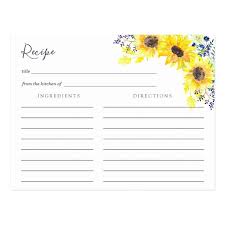 Flowerfields Recipe Card Zazzle Com In 2020 Recipe Cards Template Floral Recipe Cards Recipe Cards