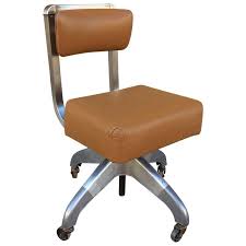 Mid Century Leather Upholstered Rolling Office Desk Chair By Domore At 1stdibs