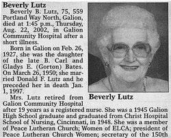 Beverly Bates Lutz (1927-2002)