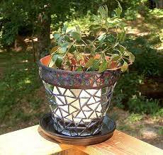 If the material is flimsy or weak, it won't hold the shape of the petals and flowers you want to put into it, and it will not retain. Mirrored Mosaic Flower Pot Mosaic Flower Pots Mosaic Garden Art Mosaic Pots