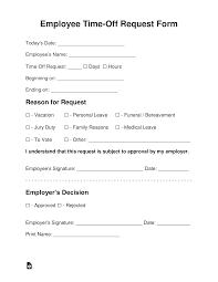 The scope of work should be thoroughly described with a completion date along with pricing for each item. Free Employee Time Off Vacation Request Form Pdf Word Eforms