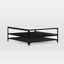 Square stainless coffee table with tempered glass top: Square Shadow Box Coffee Table Large