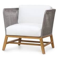 Palecek Avila Modern Grey Rope Woven Teak Outdoor Lounge Chair Salt Sailcloth Salt In 2020 Lounge Chair Outdoor Gray Patio Furniture Used Outdoor Furniture