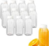 MT Products PET Plastic Juice Bottles 8 oz. - Clear Take-out Containers  (Pack of 12) - Made in USA