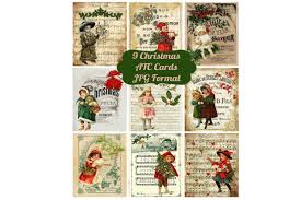Completely free svg files for cricut, silhouette, sizzix and many other svg compatible electronic cutting machines. 9 Vintage Christmas Ephemera Atc Cards Graphic By Scrapbook Attic Studio Creative Fabrica Christmas Ephemera Image Collage Atc Cards