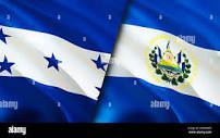 Honduras and El Salvador flags. 3D Waving flag design. Honduras El ...