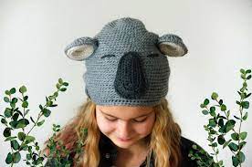 Crochet Koala Bear Hat Sleepy Koala Costume Hat Kids Adults Etsy Crochet Koala Koala Costume Bear Hat