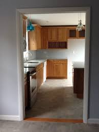 New Kitchen Pendant Lights Sheet Vinal Floor Kraftmaid Honey Oak Cabinets Ben Moore Beacon Gray Kitchen Decor Kitchen Design Trends Kitchen Design Small