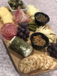 Gouda Herbed Goat Cheese Rosemary And Olive Oil Asiago Monterey Fig Jam Whole Grain Mustard Balsamic Glaze Grape Recipes Charcuterie Plate Juice Flavors