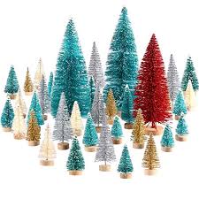 It's really just a case of cutting the brushes to shape, sticking them on a base and spray painting the biggest problem is finding a supply of brushes. Satinior 60 Pieces Artificial Mini Christmas Tree Sisal Snow Trees Bottle Brush Christmas Trees Pine Trees Ornaments With Wooden Base For Christmas Party Home Decoration 6 Sizes Multicolors Buy Online In Antigua