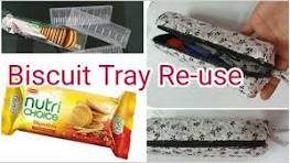 DIY:Reuse biscuit tray || zipper pouch || Best use of waste plastic ||