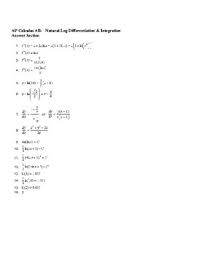 ©g h2n0m1u3a akou ttxay fs. Ap Calculus Worksheet With Integration Differentiation Involving Natural Logs